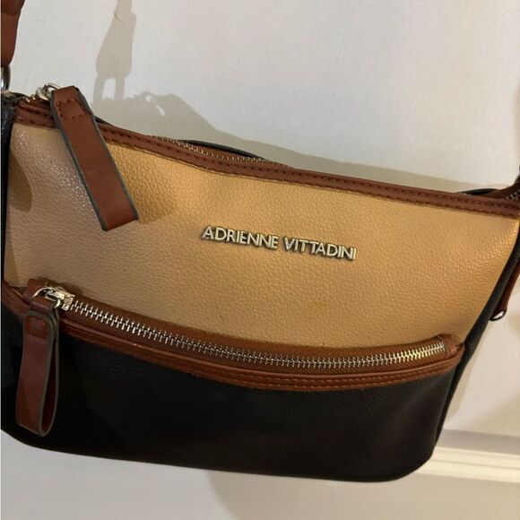 Adrienne Vittadini Tan and Black Crossbody Bag - Picture 3 of 8